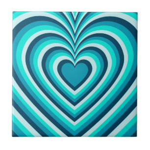 Azulejo Patrón de amor del corazón hipnótico blanco azul