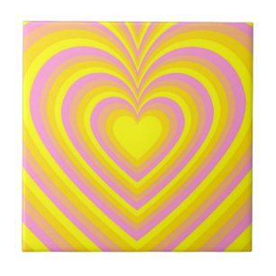 Azulejo Patrón de Amor del Corazón Hipnótico Rosa Amarillo