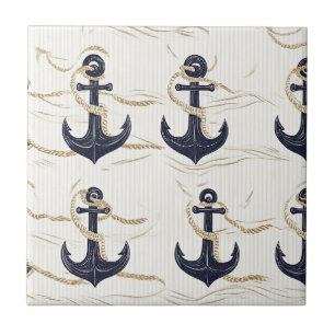 Azulejo Patrón de ancla náutica en madera flotante (2)