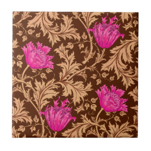 Azulejo Patrón de Anémona Morris Marrón y Rosa Fuchsia Bal
