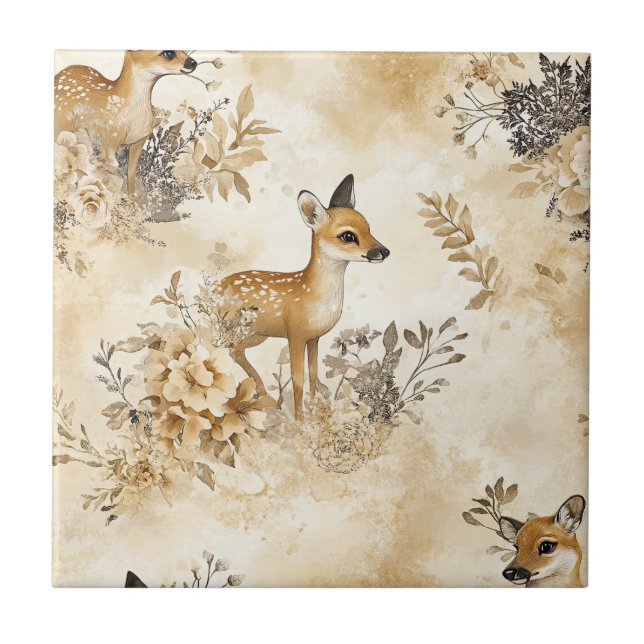 Azulejo Patrón de animal cervatillo del bosque (Frente)