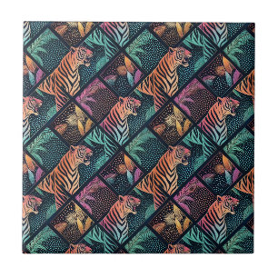 Azulejo Patrón de animal geométrico de arte pop de jungla