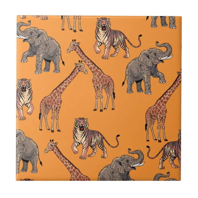 Azulejo Patrón de animales africanos (Frente)