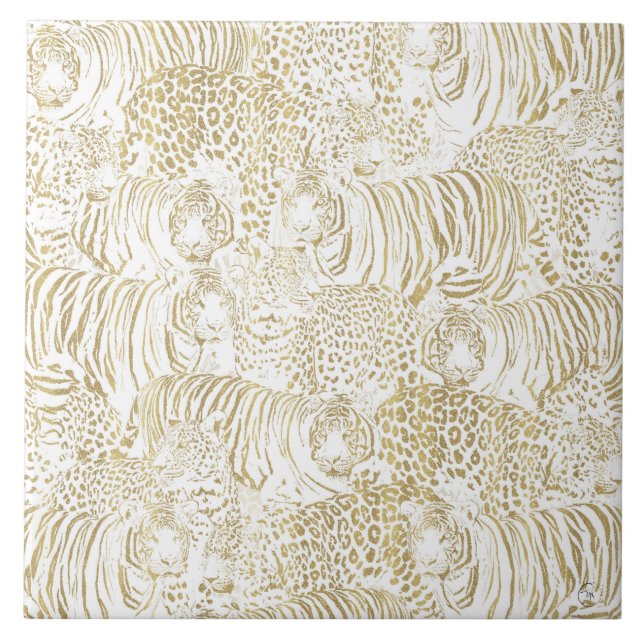 Azulejo Patrón de animales del leopardo dorado (Frente)