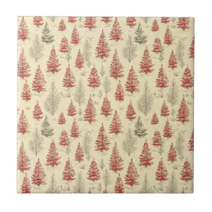 Azulejo Patrón de árbol de pino de Navidad vintage