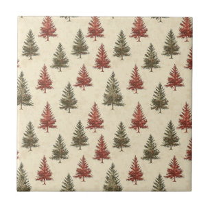 Azulejo Patrón de árbol de pino de Navidad vintage (2)