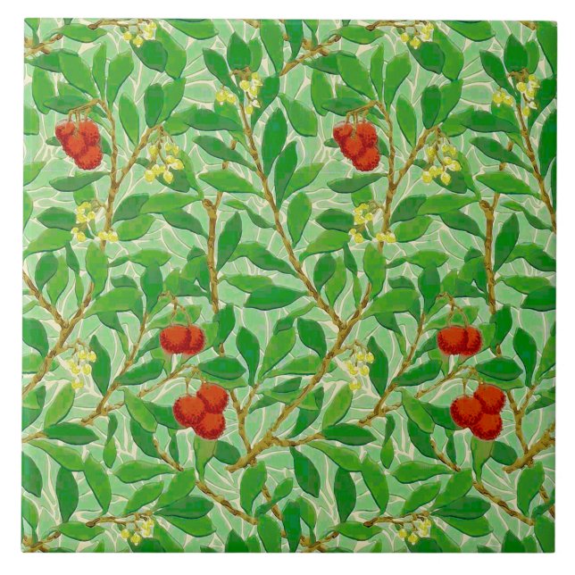 Azulejo Patrón de árbol William Morris Lychee, verde claro (Frente)