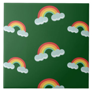 Azulejo Patrón de arco iris con nubes