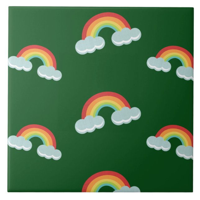 Azulejo Patrón de arco iris con nubes (Frente)
