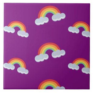 Azulejo Patrón de arco iris con nubes
