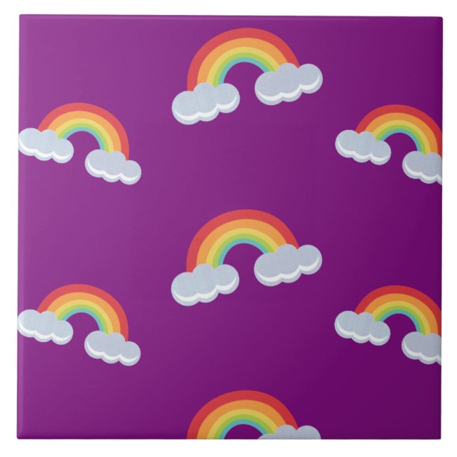Azulejo Patrón de arco iris con nubes (Frente)