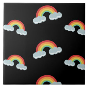 Azulejo Patrón de arco iris con nubes