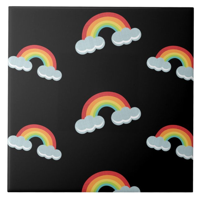 Azulejo Patrón de arco iris con nubes (Frente)