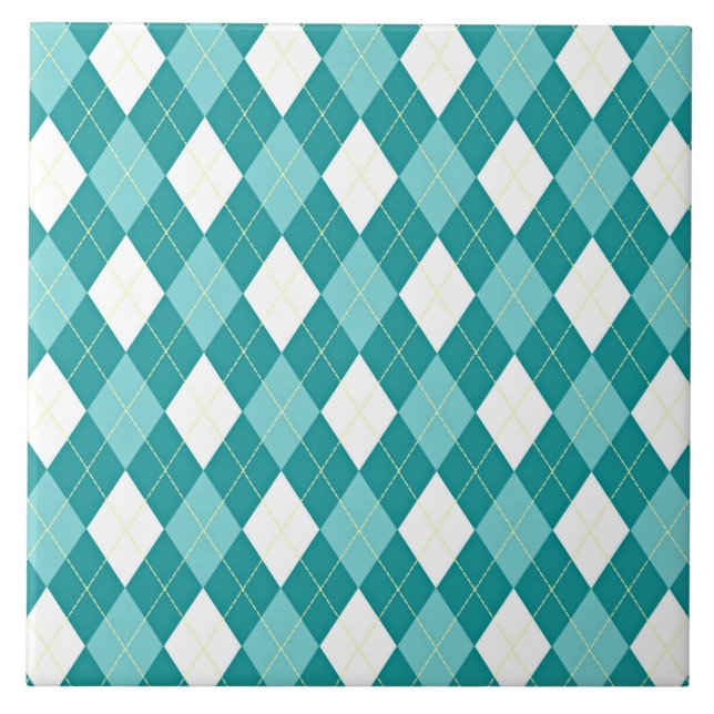 Azulejo Patrón de argyle azul y blanco verde azulado (Frente)