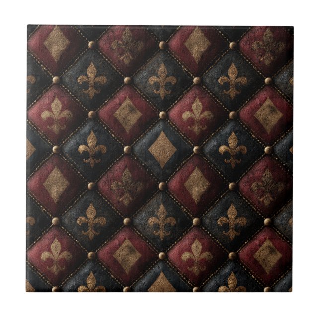 Azulejo Patrón de Arlequín de Flor de Lis con Moqueta Medi (Frente)