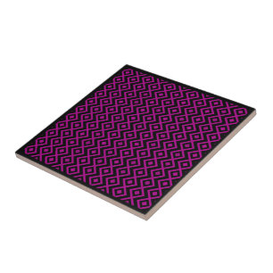 Azulejo Patrón de Arlequín en forma de diamante negro rosa
