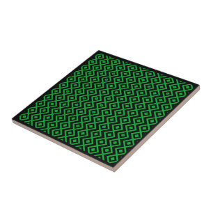 Azulejo Patrón de Arlequín en forma de diamante negro y ve
