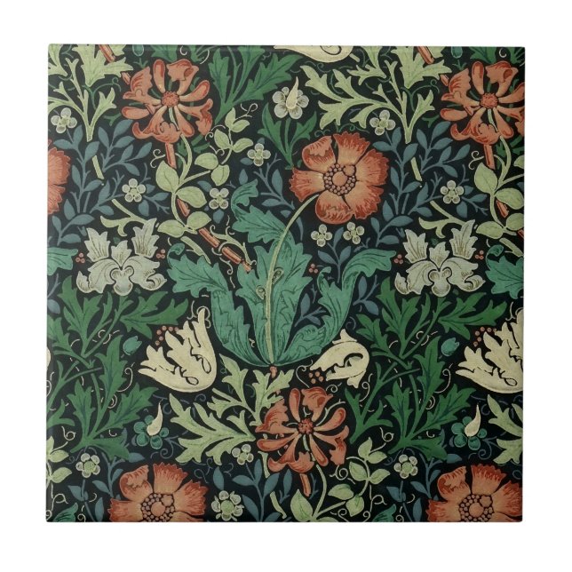 Azulejo Patrón de Art Nouveau floral William Morris Compto (Frente)