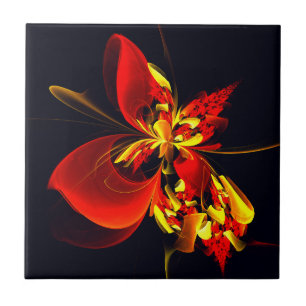 Azulejo Patrón de arte abstracto moderno floral amarillo r