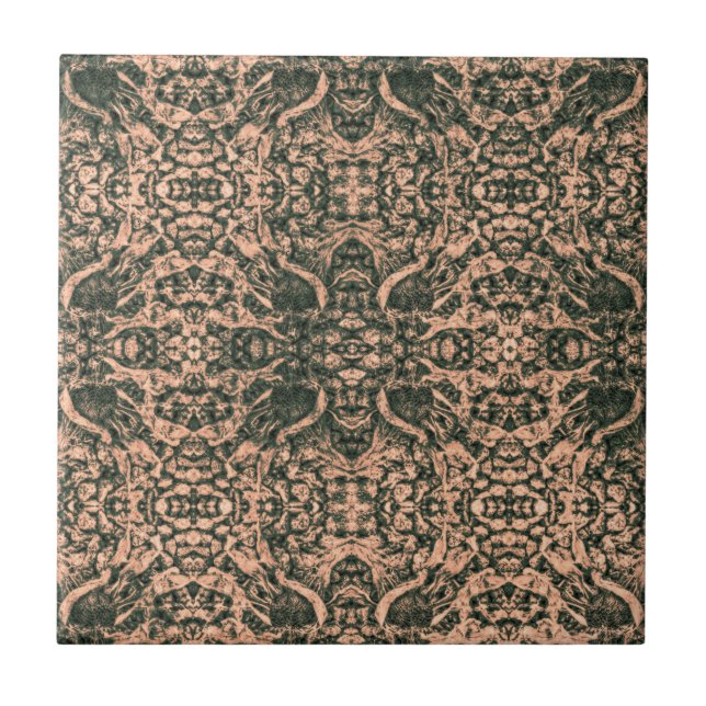 Azulejo Patrón de arte Art Nouveau Olive Green Beige (Frente)