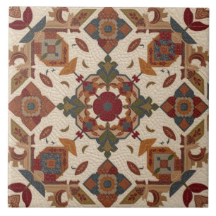 Azulejo patrón de arte de bloque de colcha geométrica vint
