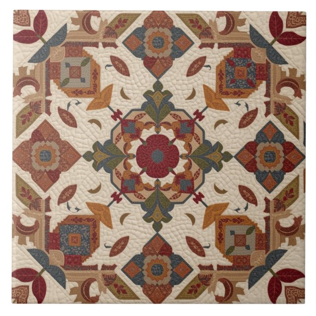 Azulejo patrón de arte de bloque de colcha geométrica vint (Frente)