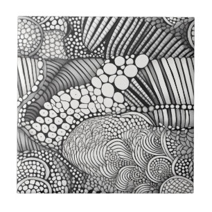 Azulejo Patrón de arte de línea abstracta geométrica monoc