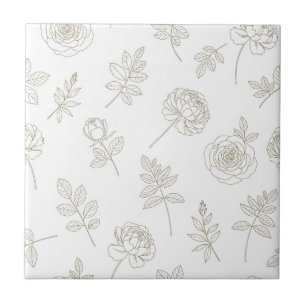 Azulejo Patrón de arte de línea botánica minimalista (8)