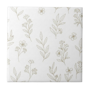 Azulejo Patrón de arte de línea botánica minimalista (9)