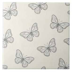 Azulejo Patrón de arte de línea de mariposa