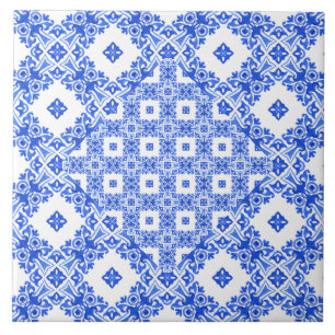 Azulejo Patrón de aspecto delft portugués blanco azul mo