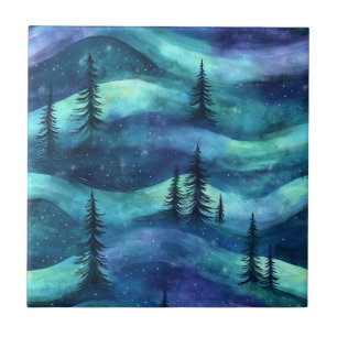 Azulejo Patrón de Aurora de Bosque Invernal