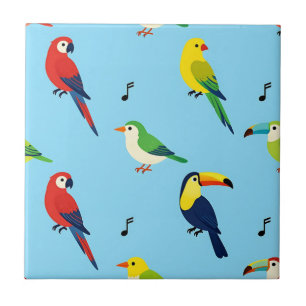 Azulejo Patrón de Aves Tropicales Coloridas