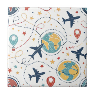 Azulejo Patrón de aviación de viaje global (1)
