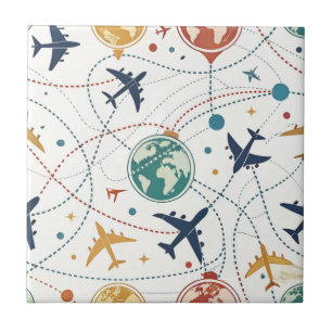 Azulejo Patrón de aviación de viaje global (2)