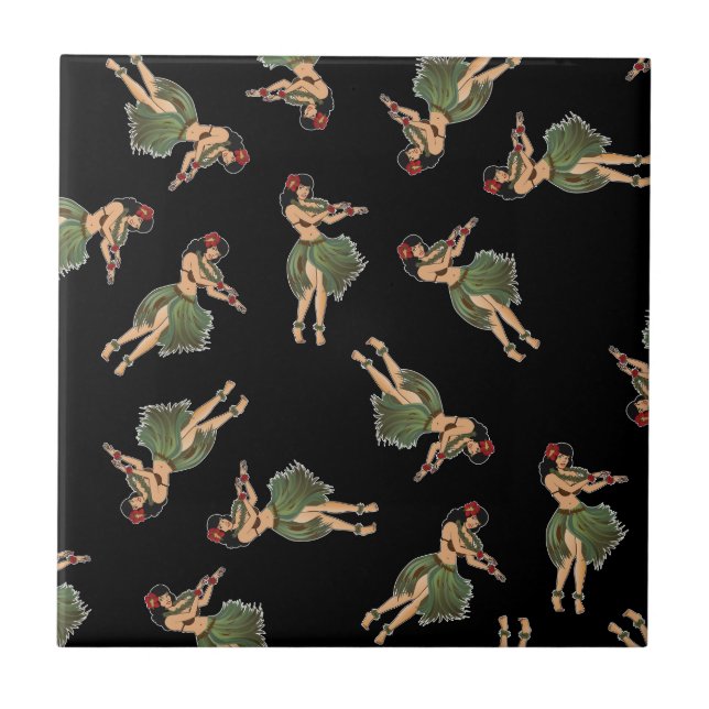 Azulejo Patrón de baile del Chica Hula (Frente)