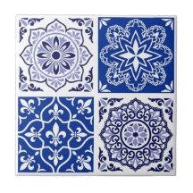 Azulejo Patrón de Baldosa Cerámica Azul Portuguesa