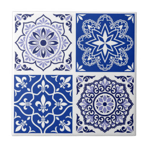 Azulejo Patrón de Baldosa Cerámica Azul Portuguesa