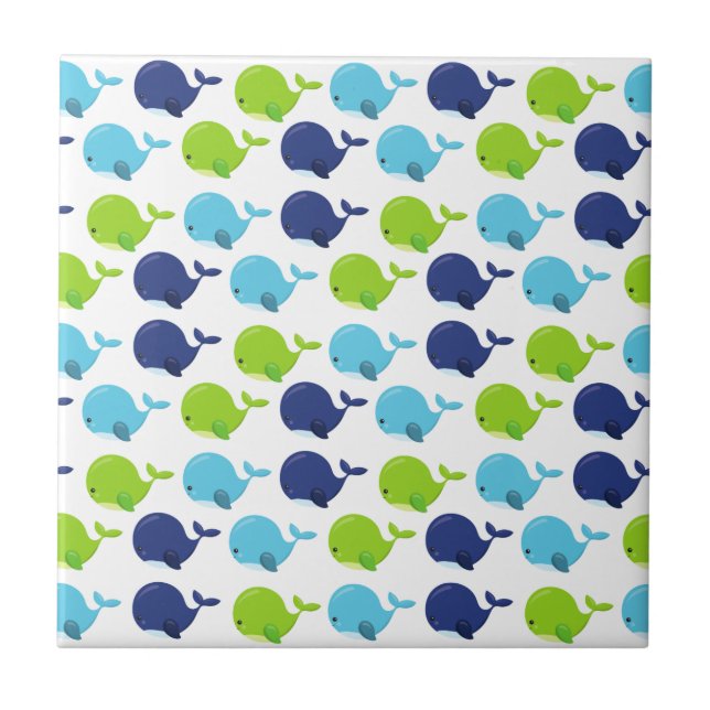 Azulejo Patrón De Ballenas, Ballenas Cuestas, Animales Mar (Frente)