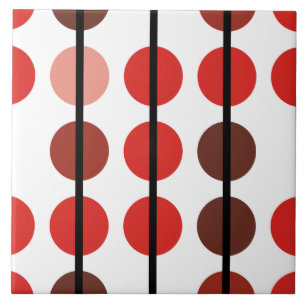 Azulejo Patrón de bandas de puntos de polka rojo y marrón