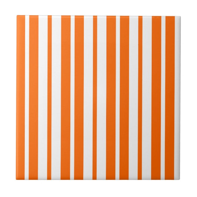 Azulejo Patrón de bandas verticales blancas naranja (Frente)