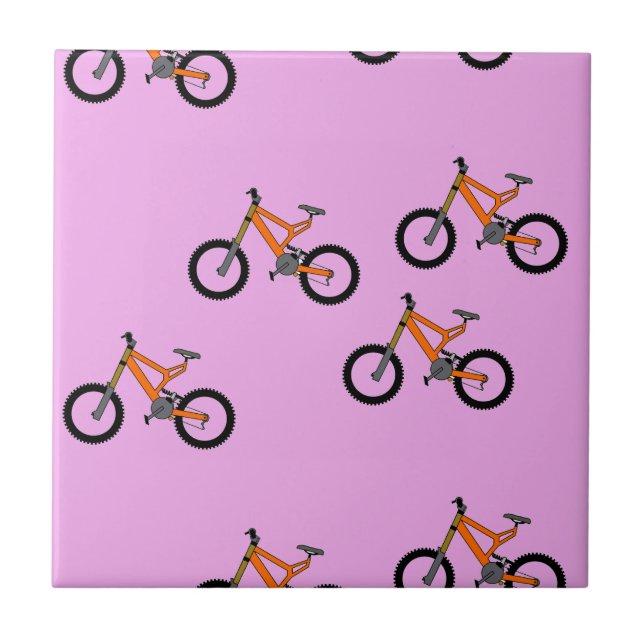 Azulejo Patrón de bicicletas en rosa (Frente)
