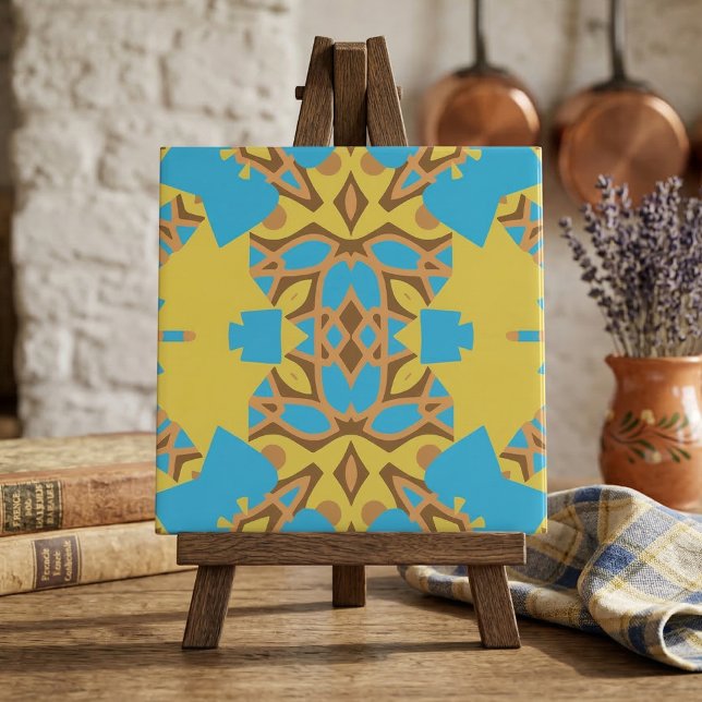 Azulejo Patrón de Boho étnico amarillo marrón y turquesa (Subido por el creador)
