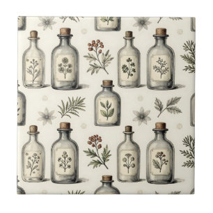 Azulejo Patrón de botellas de hierbas de antigua botica