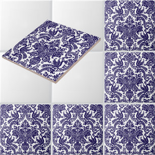 Azulejo Patrón de brocado de estilo barroco vintage