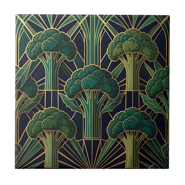 Azulejo Patrón de brócoli Art Deco (Frente)