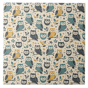 Azulejo Patrón de búho caprichoso - Diseño inspirado en la