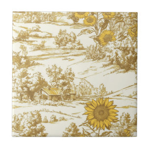Azulejo Patrón de cabaña de verano de girasol dorado