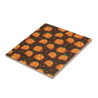 Azulejo Patrón de cabeza de calabaza de Halloween.