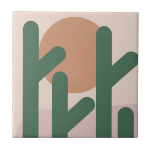 Azulejo Patrón de Cactus Art Earthy Modern Mid Century